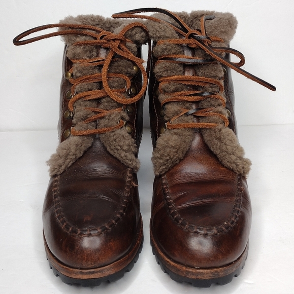 Cole Haan Vintage Brown Leather Insulated Lace Up Women's Ankle Boots - Picture 8 of 15